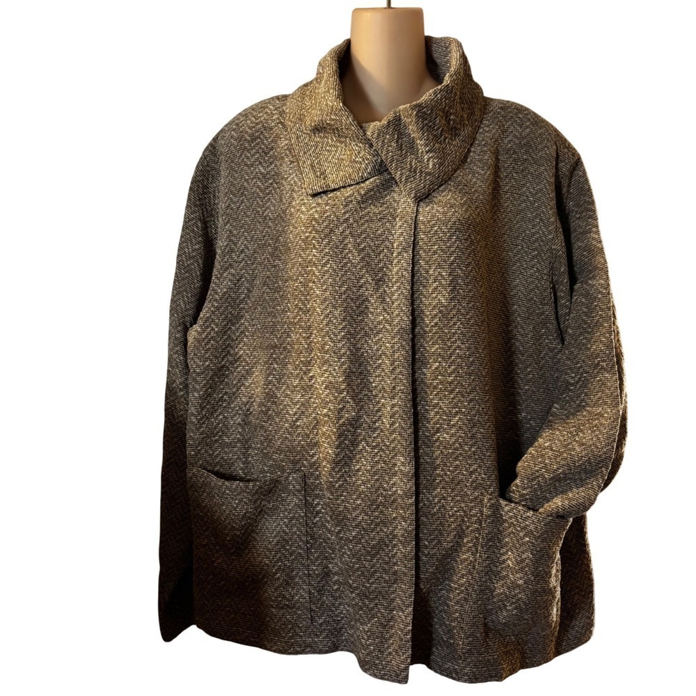 Doncaster‎ Women's Jacket Sweater Large Tan Brown Wool Blend Knit